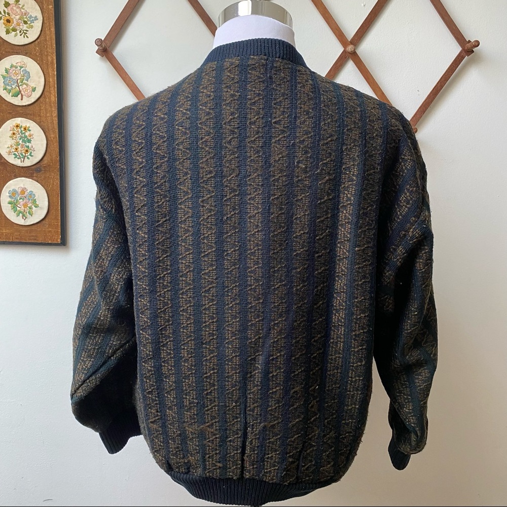 Vintage Thick Knit Sweater With Leather Trim - Picture 5 of 13